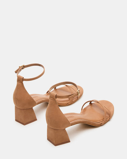 RAE Tan Nubuck Strappy Block Heel Women's Sandal | Steve Madden