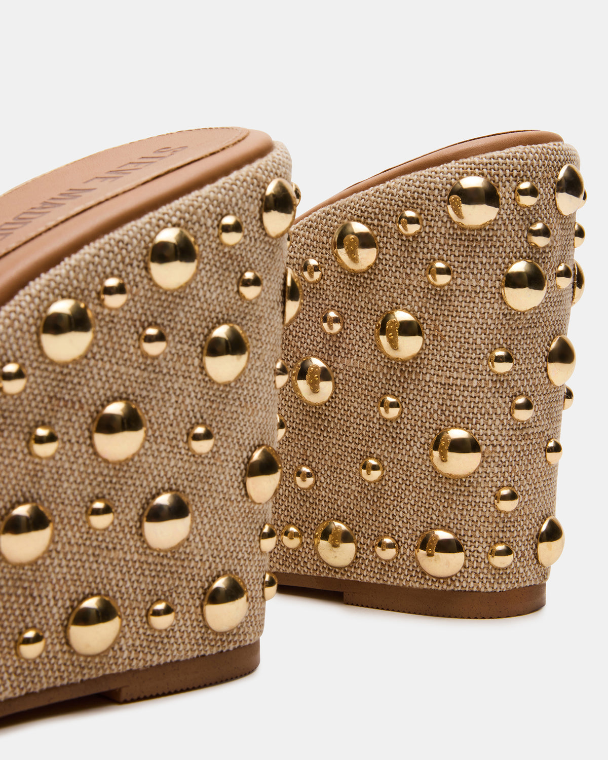 CAYMAN Natural Mini Studs Platform Square-Toe Wedge Women's Sandal | Steve Madden