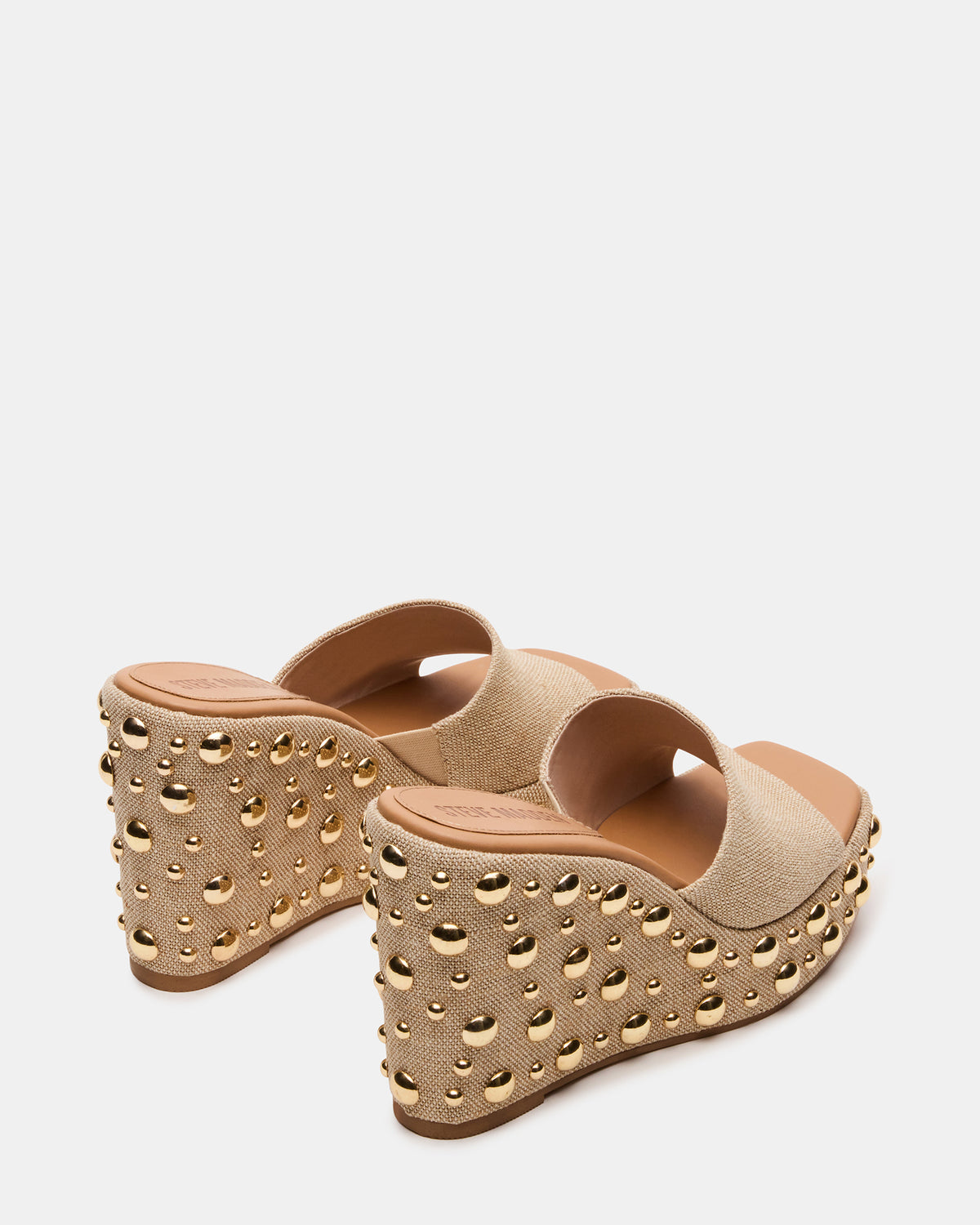 CAYMAN Natural Mini Studs Platform Square-Toe Wedge Women's Sandal | Steve Madden