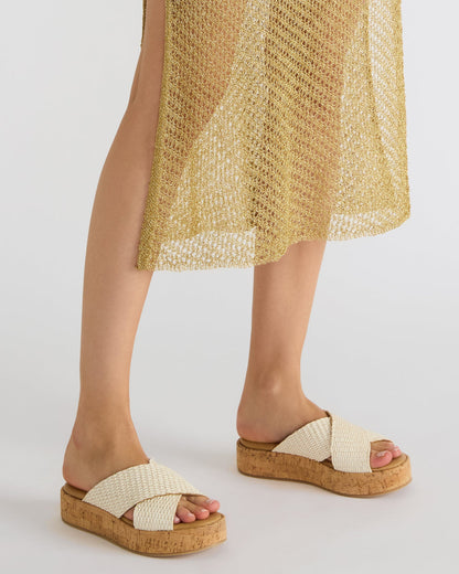 TULUM Bone Raffia Platform Flatform Women's Sandal | Steve Madden