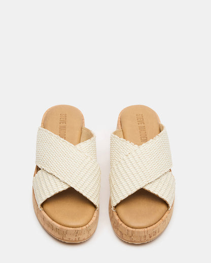 TULUM Bone Raffia Platform Flatform Women's Sandal | Steve Madden