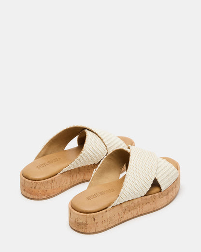 TULUM Bone Raffia Platform Flatform Women's Sandal | Steve Madden