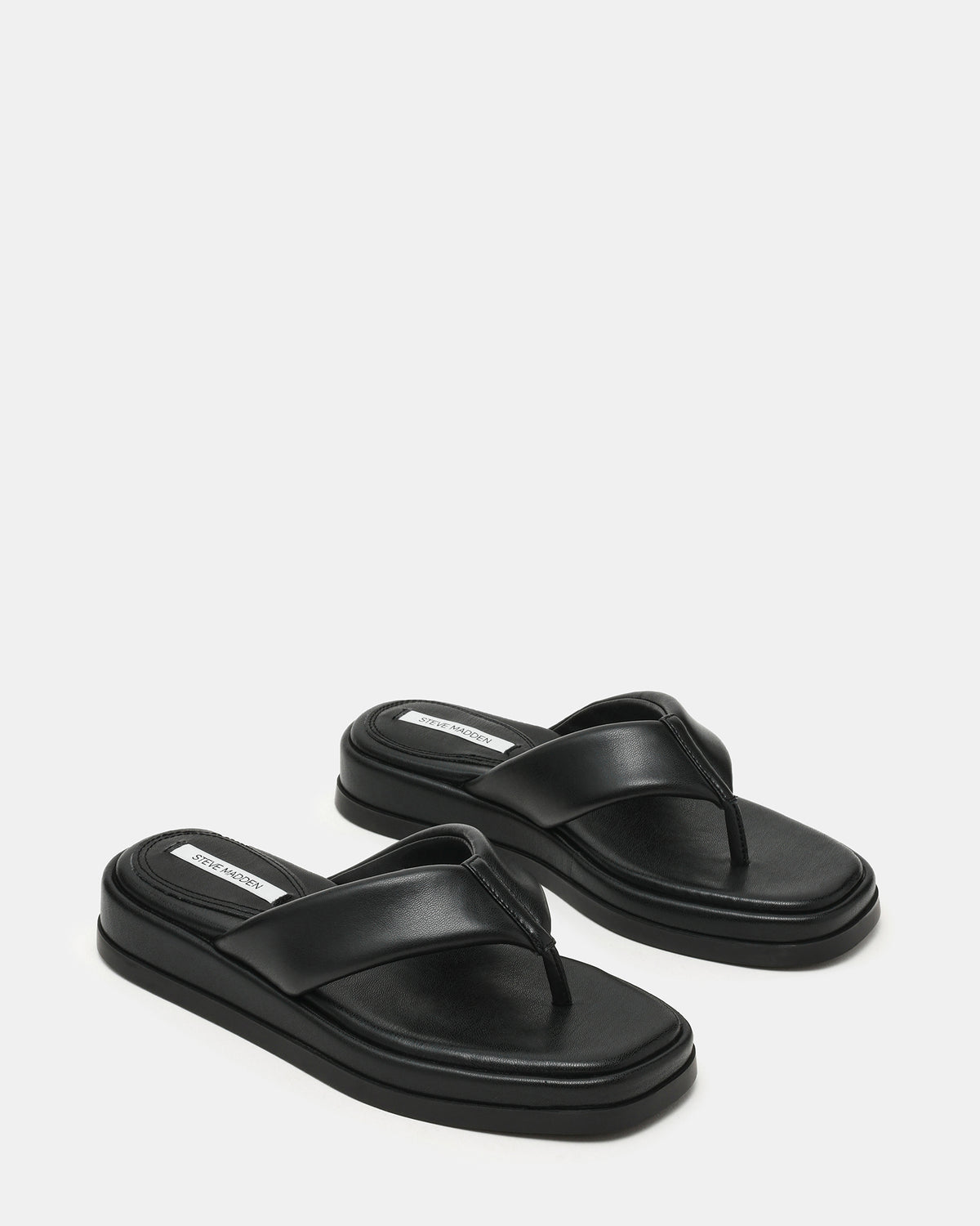 BELLA Black Thong Square-Toe Platform Women's Sandal | Steve Madden