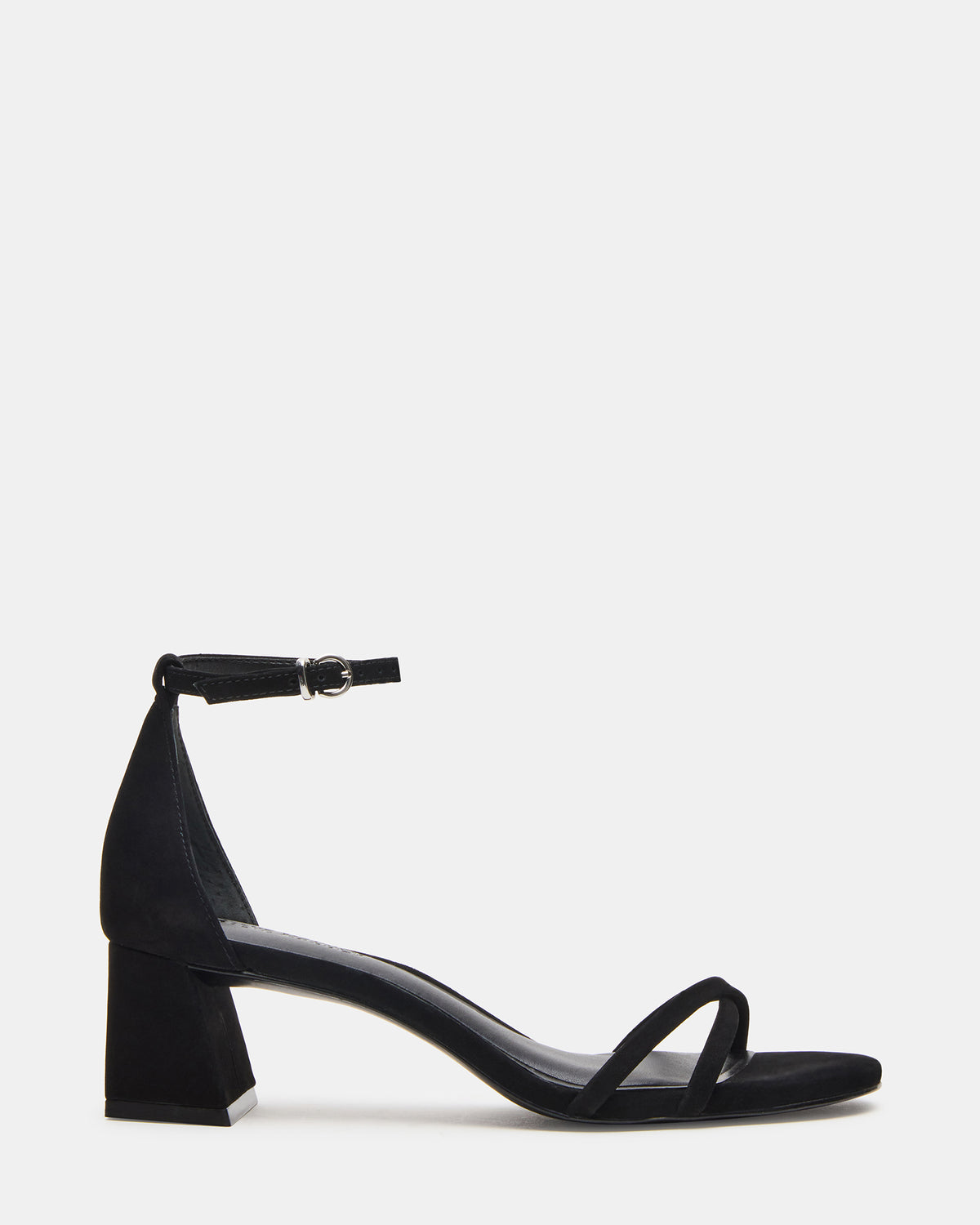 RAE Black Nubuck Strappy Block Heel Women's Sandal | Steve Madden
