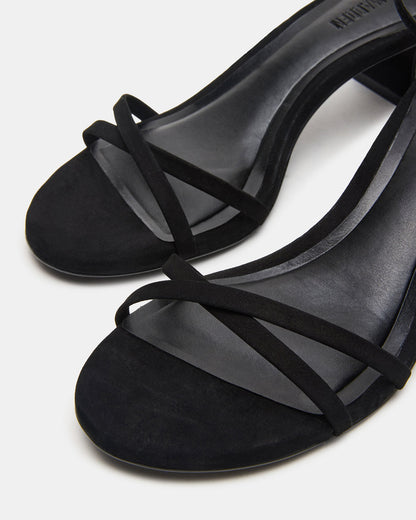 RAE Black Nubuck Strappy Block Heel Women's Sandal | Steve Madden