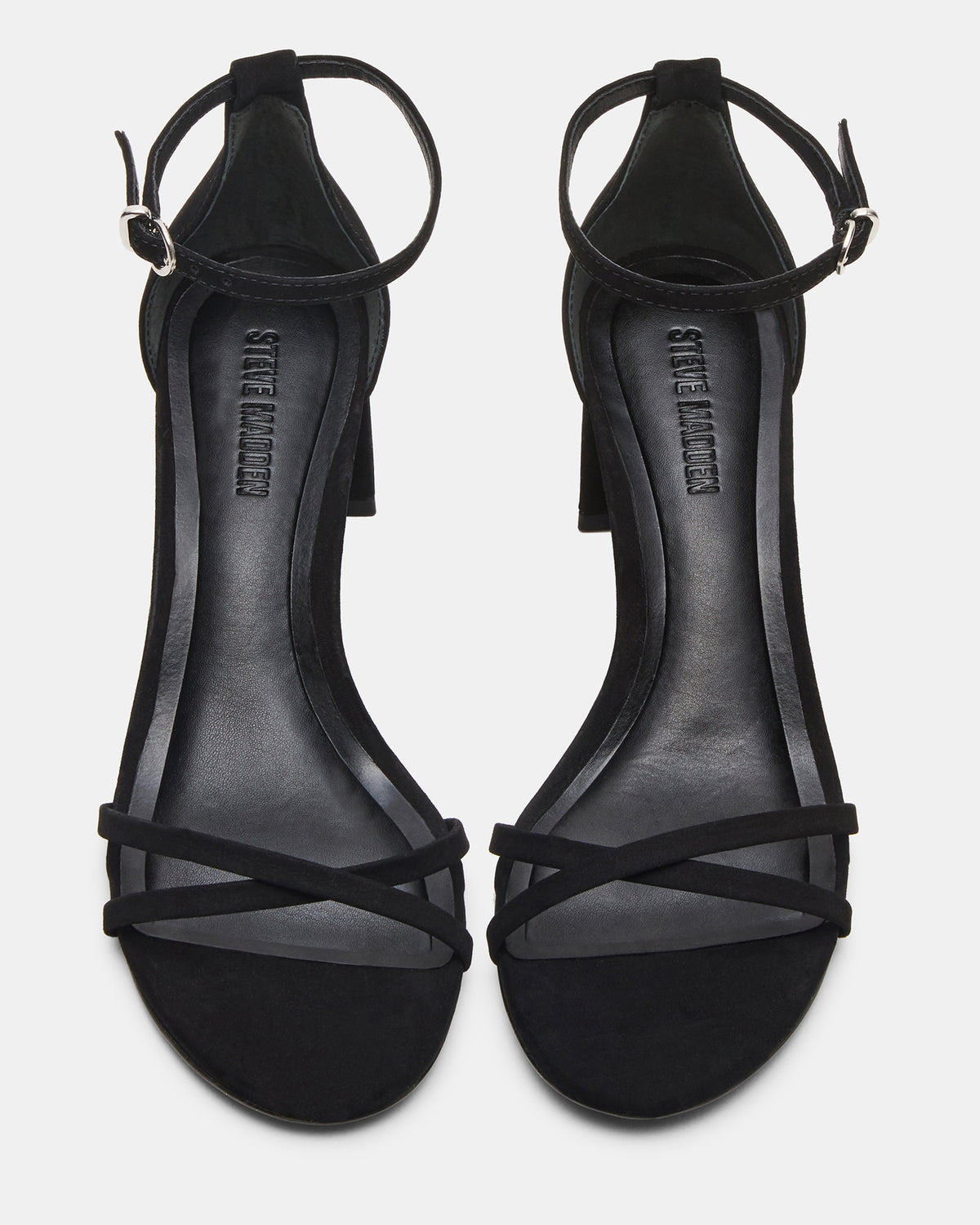 RAE Black Nubuck Strappy Block Heel Women's Sandal | Steve Madden