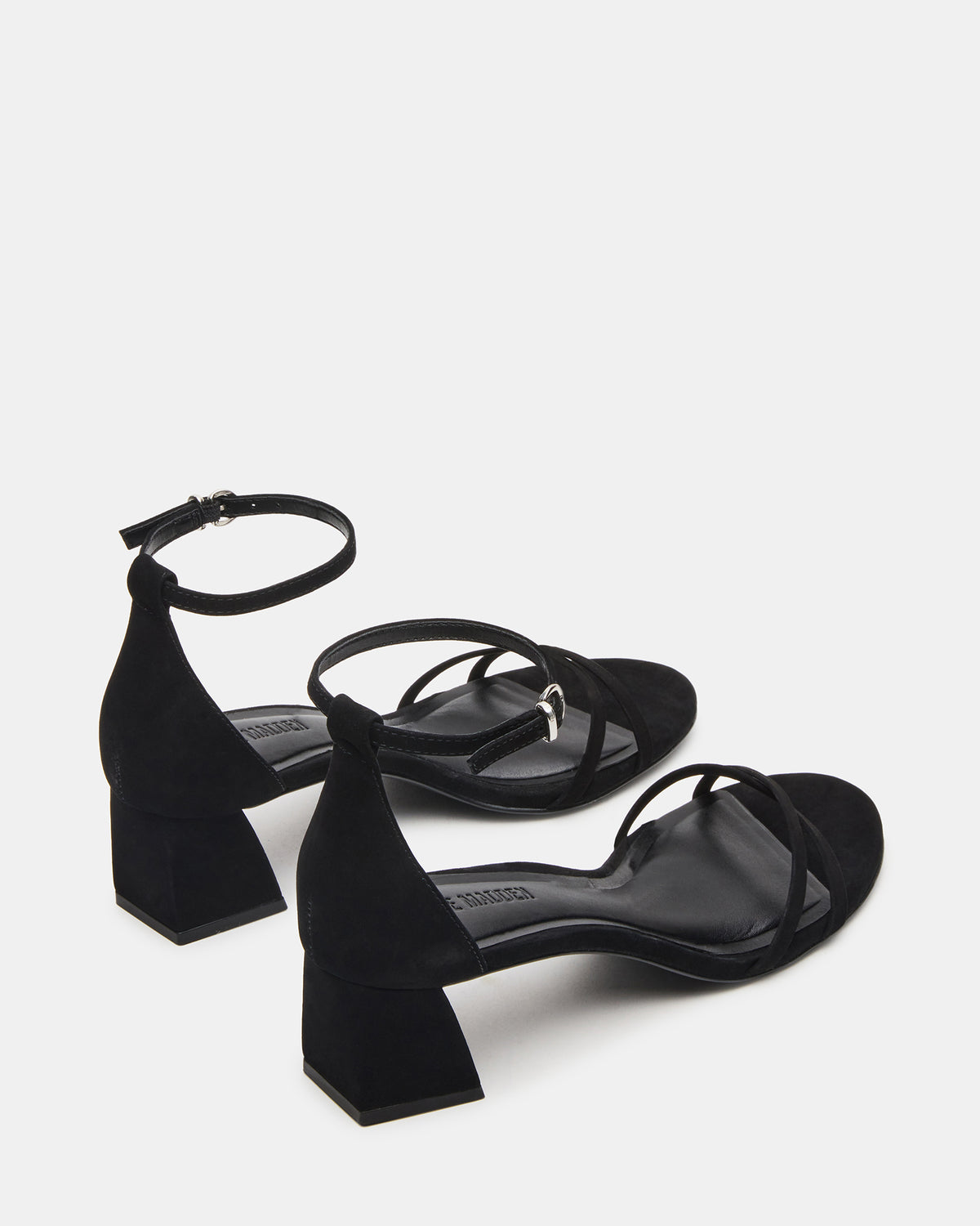 RAE Black Nubuck Strappy Block Heel Women's Sandal | Steve Madden