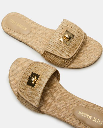 MORELAND Natural Raffia Slide Women's Sandal | Steve Madden