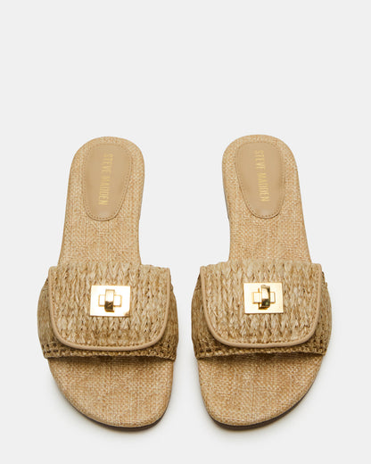 MORELAND Natural Raffia Slide Women's Sandal | Steve Madden