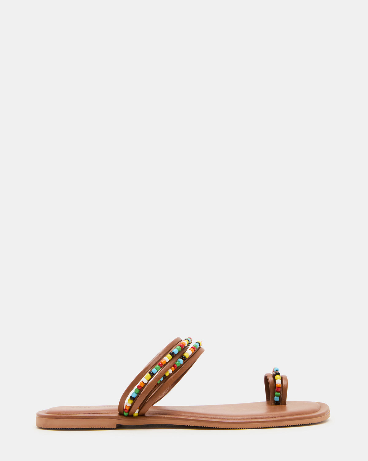 NABILA Tan Multi Sqaure-Toe Beaded Women's Sandal | Steve Madden