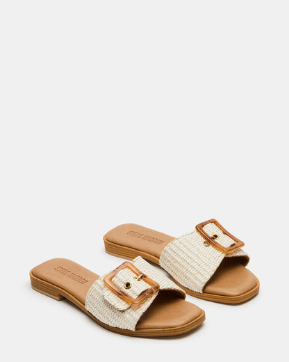 HAPP Bone Square-Toe Raffia Slide Women's Sandal | Steve Madden