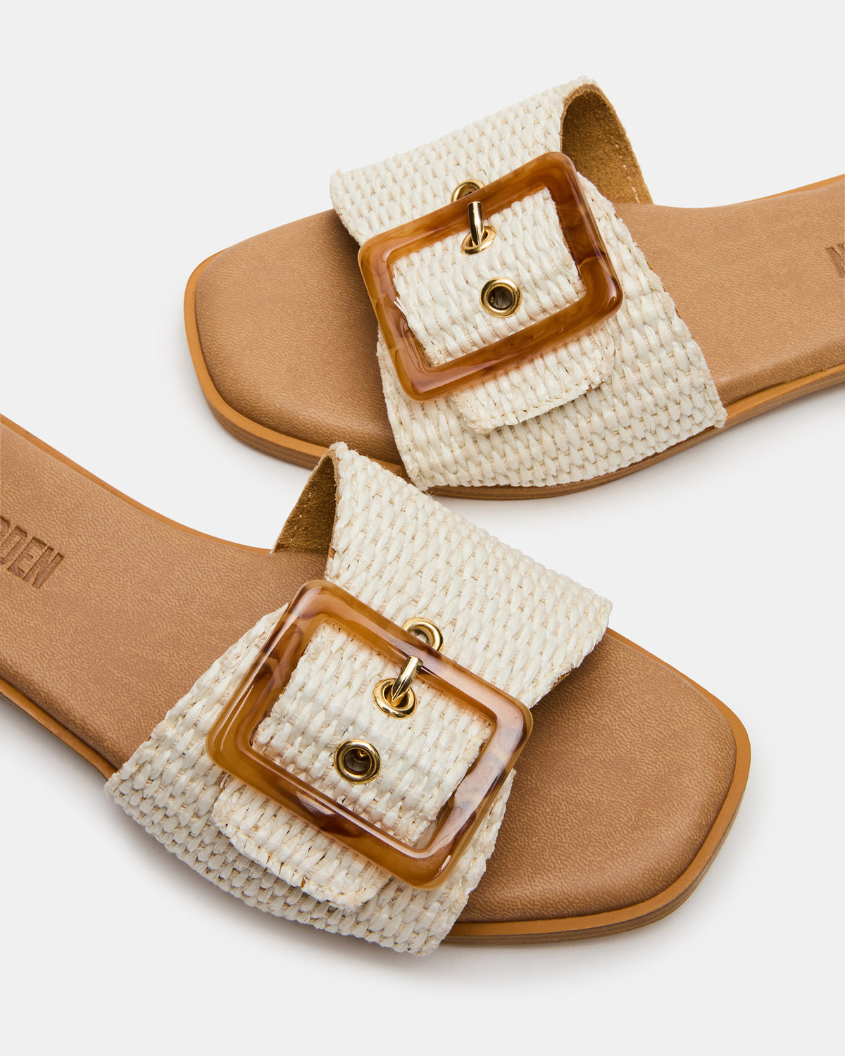 HAPP Bone Square-Toe Raffia Slide Women's Sandal | Steve Madden