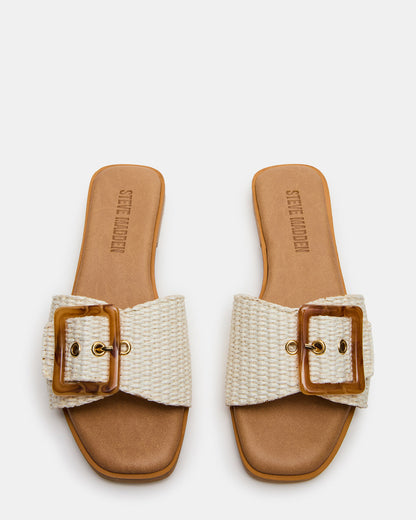 HAPP Bone Square-Toe Raffia Slide Women's Sandal | Steve Madden