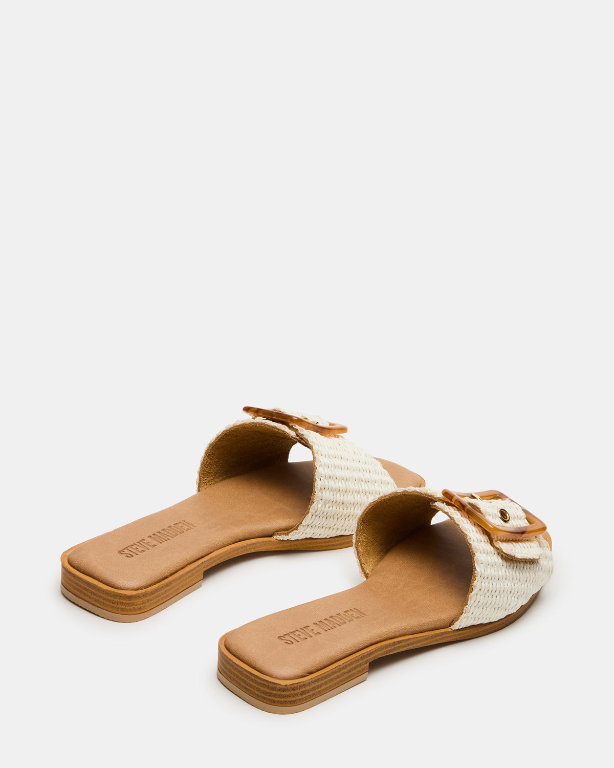 HAPP Bone Square-Toe Raffia Slide Women's Sandal | Steve Madden