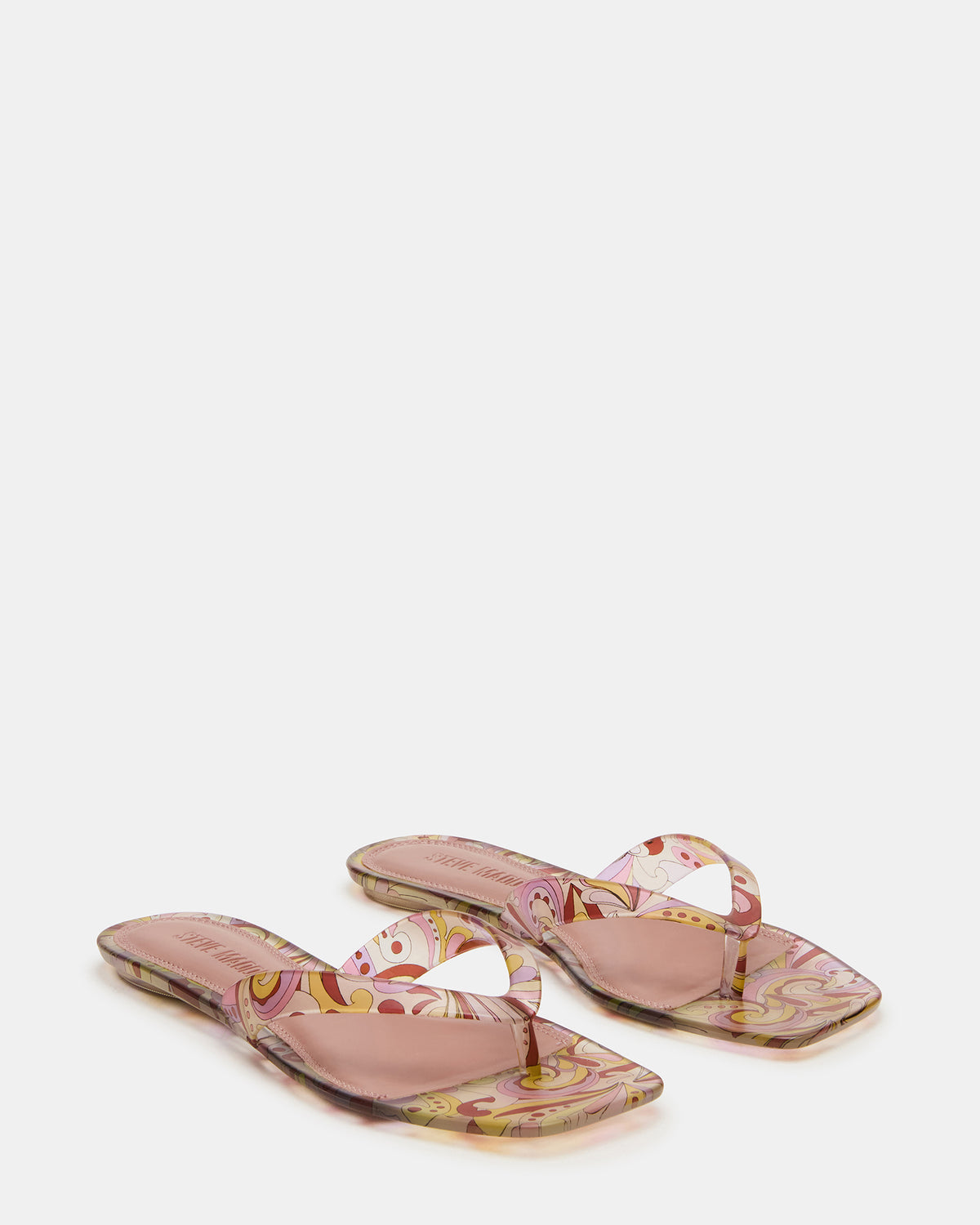 TRELLA Jelly Pink Print Square-Toe Thong Women's Sandal | Steve Madden