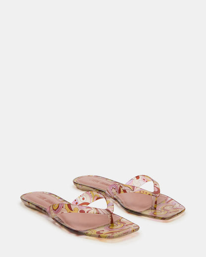 TRELLA Jelly Pink Print Square-Toe Thong Women's Sandal | Steve Madden