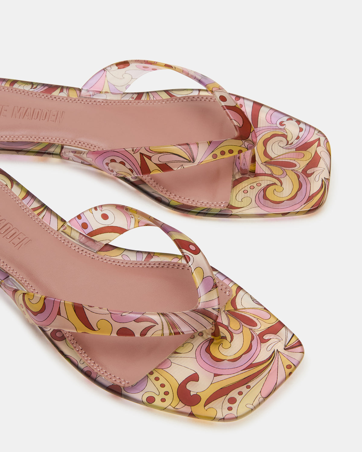 TRELLA Jelly Pink Print Square-Toe Thong Women's Sandal | Steve Madden