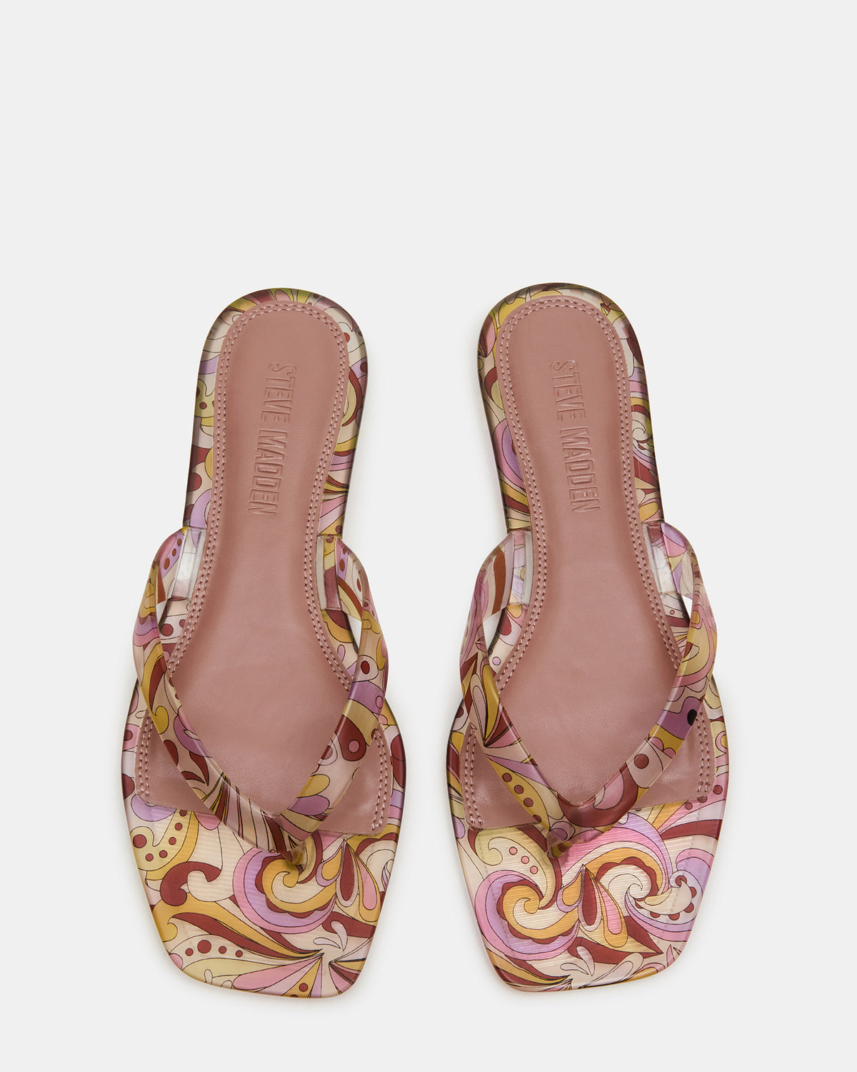 TRELLA Jelly Pink Print Square-Toe Thong Women's Sandal | Steve Madden