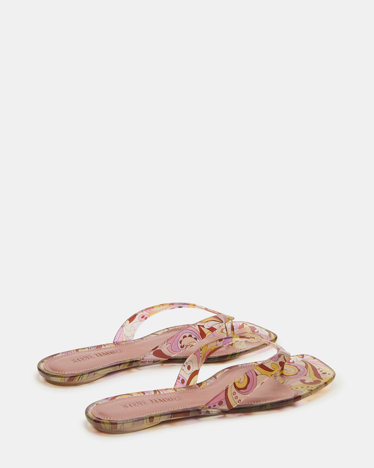 TRELLA Jelly Pink Print Square-Toe Thong Women's Sandal | Steve Madden