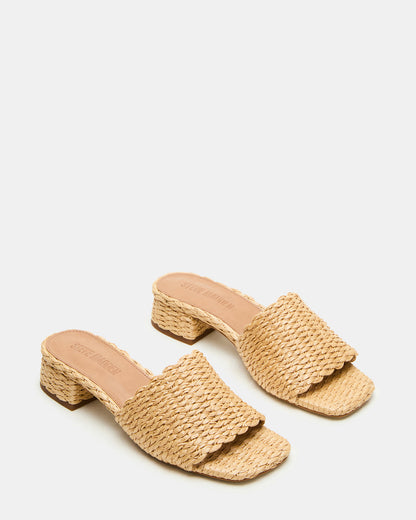 MONTGOMERY Raffia Square-Toe Slide Mule Women's Sandal | Steve Madden