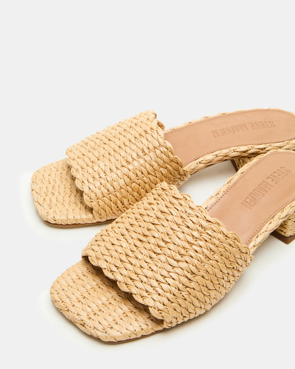MONTGOMERY Raffia Square-Toe Slide Mule Women's Sandal | Steve Madden