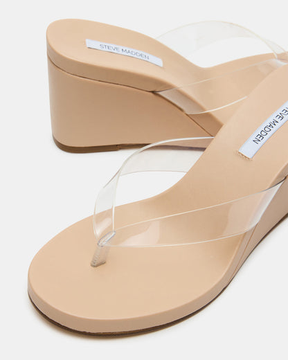 PLAYING Clear Thong Wedge Women's Sandal | Steve Madden
