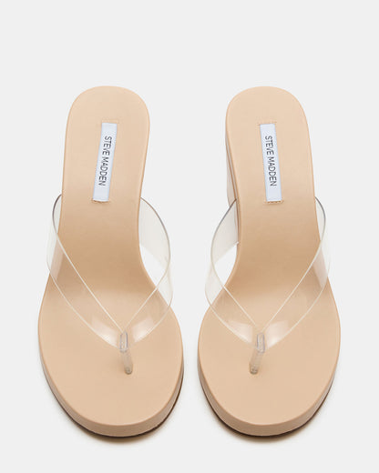 PLAYING Clear Thong Wedge Women's Sandal | Steve Madden