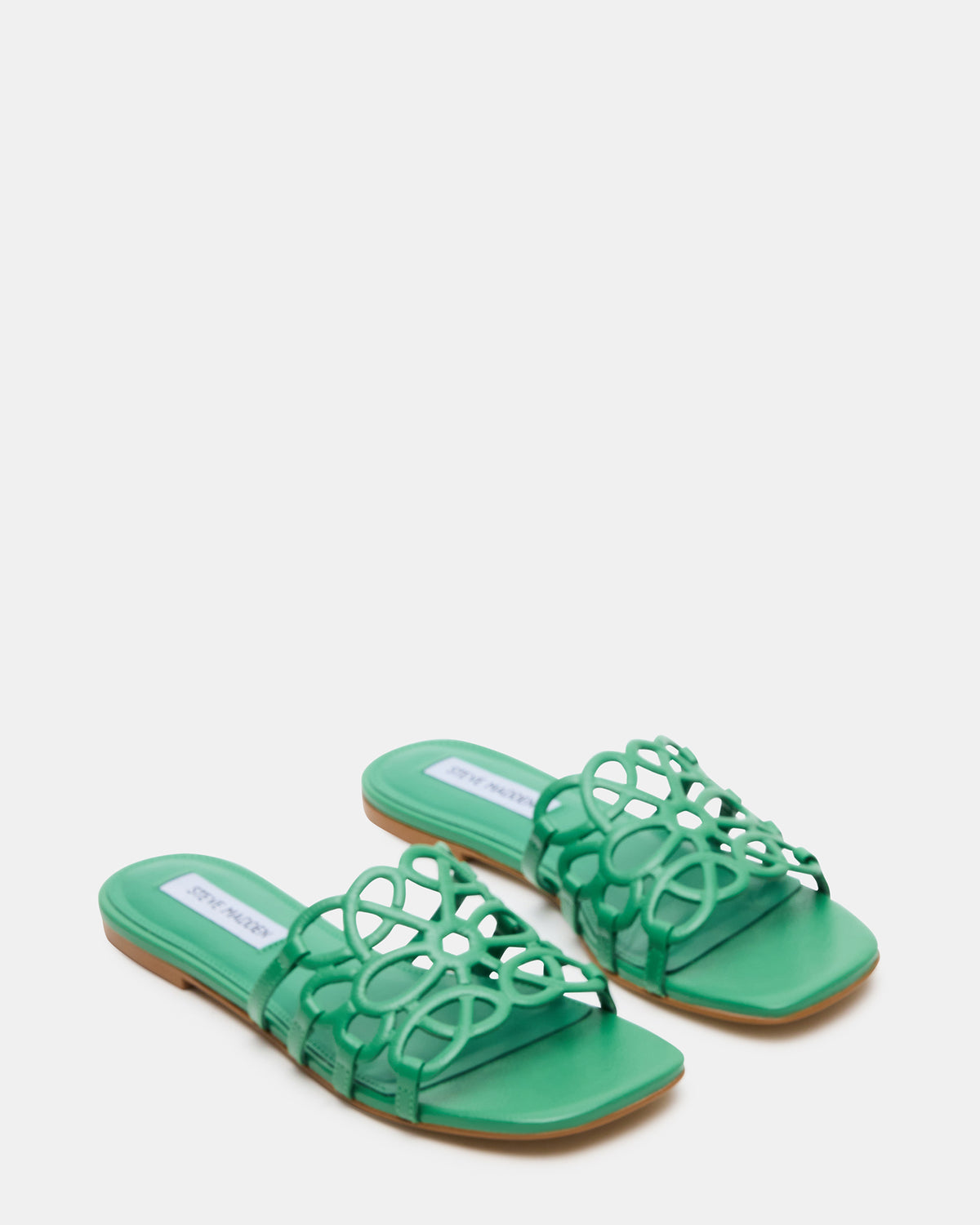 LOTUS Green Leather Square-Toe Slide Women's Sandal | Steve Madden