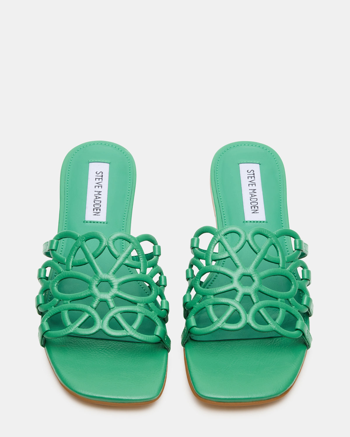 LOTUS Green Leather Square-Toe Slide Women's Sandal | Steve Madden