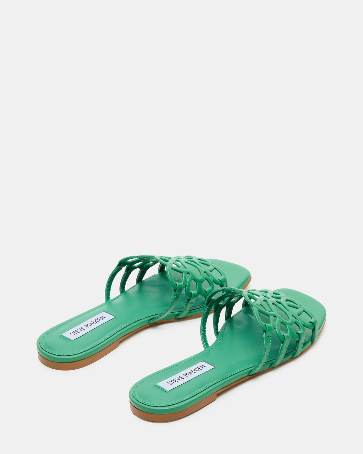LOTUS Green Leather Square-Toe Slide Women's Sandal | Steve Madden