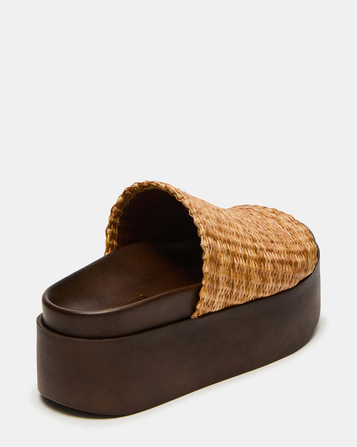 ARWEN Natural Raffia Platform Footbed Slide Chunky Women's Sandal | Steve Madden