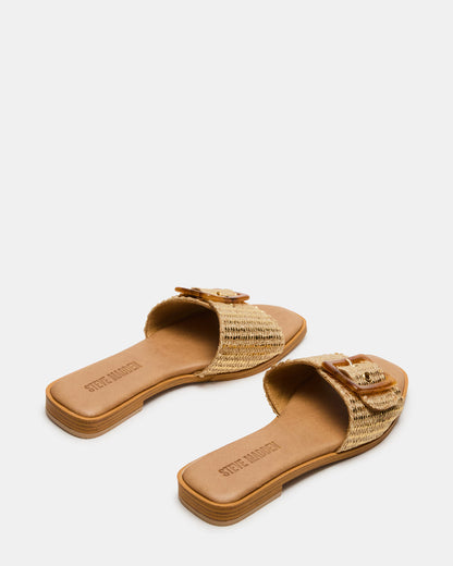 HAPP Gold Square-Toe Raffia Slide Women's Sandal | Steve Madden