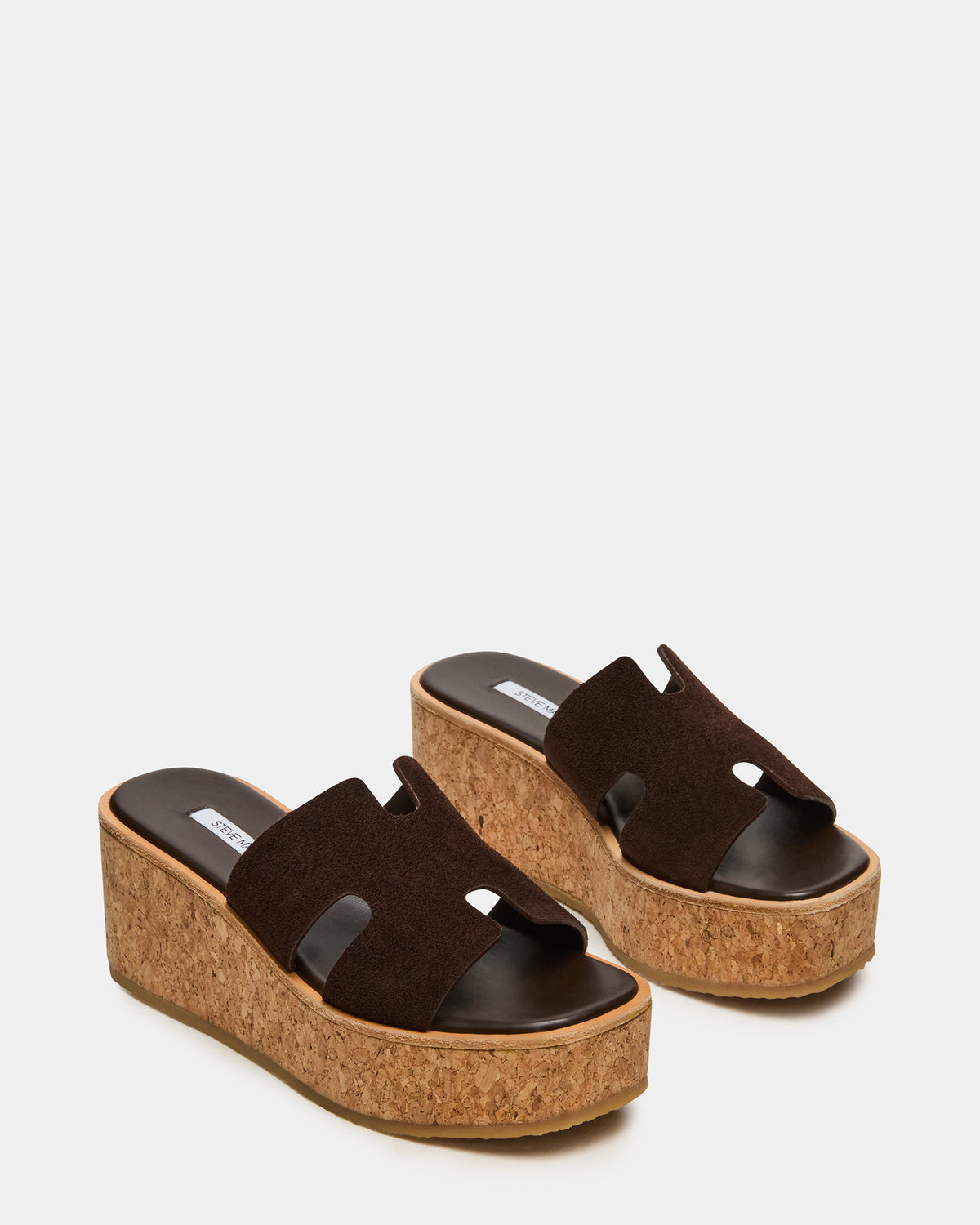 HARMONY Brown Suede Wedge Mule Cork Platform Women's Sandal | Steve Madden