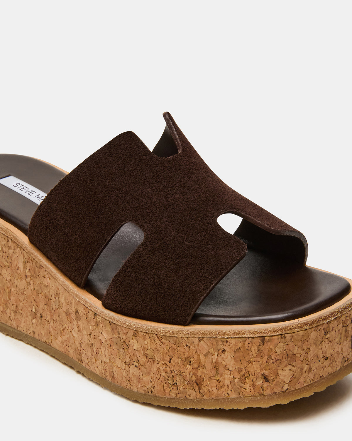 HARMONY Brown Suede Wedge Mule Cork Platform Women's Sandal | Steve Madden