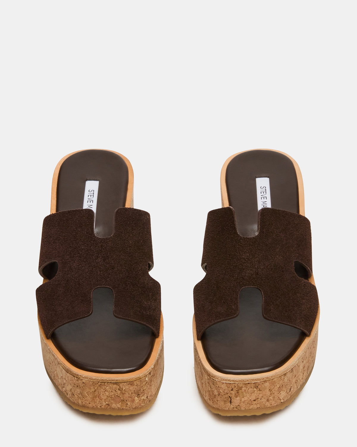 HARMONY Brown Suede Wedge Mule Cork Platform Women's Sandal | Steve Madden