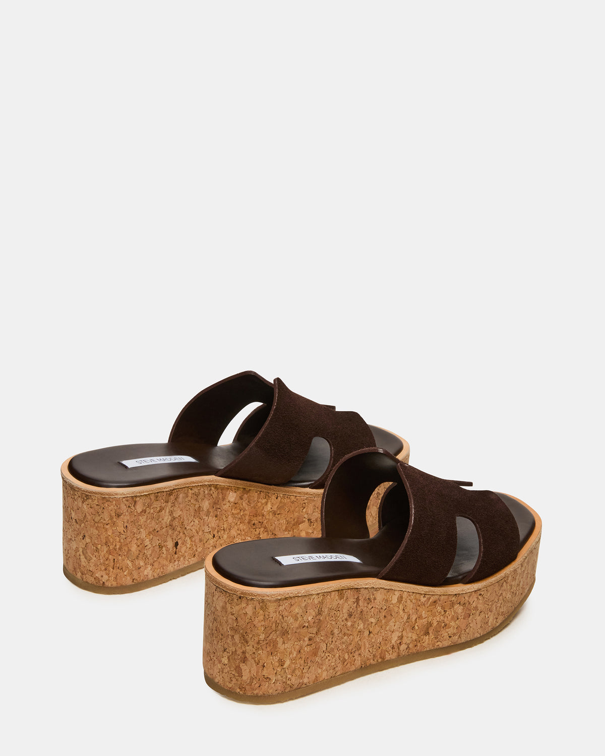 HARMONY Brown Suede Wedge Mule Cork Platform Women's Sandal | Steve Madden