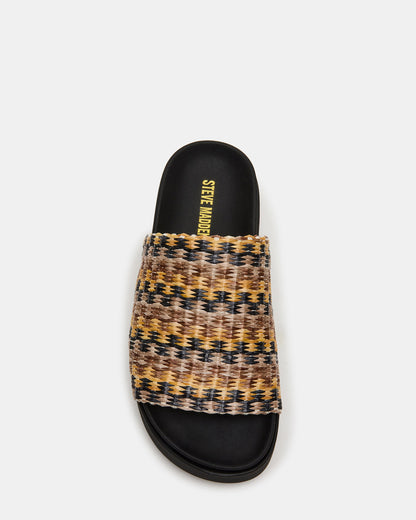 ARWEN Multi Raffia Platform Footbed Slide Chunky Women's Sandal | Steve Madden