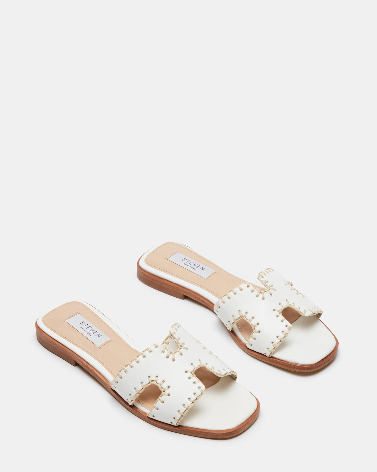 HADYN Woven White Leather Sandal | Women's Designer Sandals | Steve Madden