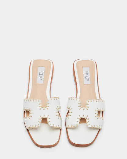 HADYN Woven White Leather Sandal | Women's Designer Sandals | Steve Madden