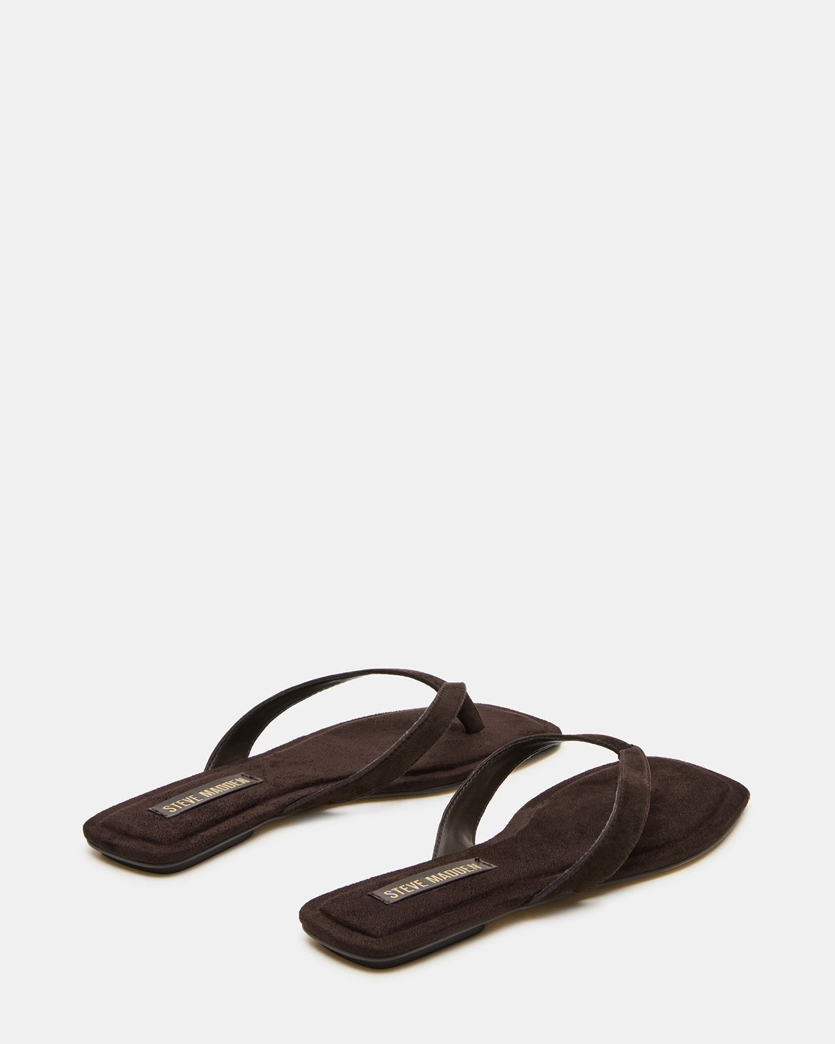 TRELLA Brown Suede Square-Toe Thong Women's Sandal | Steve Madden