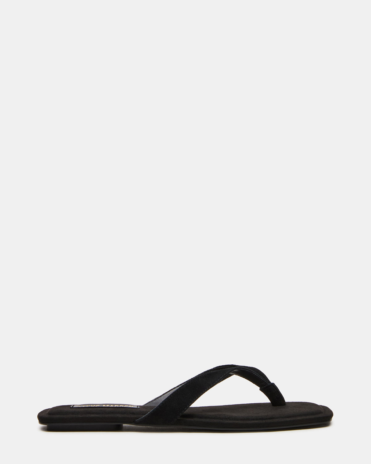 TRELLA Black Suede Square-Toe Thong Women's Sandal | Steve Madden