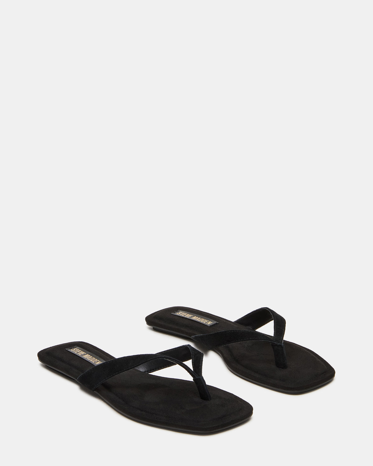 TRELLA Black Suede Square-Toe Thong Women's Sandal | Steve Madden