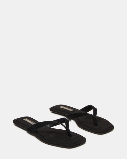 TRELLA Black Suede Square-Toe Thong Women's Sandal | Steve Madden