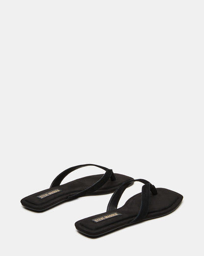 TRELLA Black Suede Square-Toe Thong Women's Sandal | Steve Madden