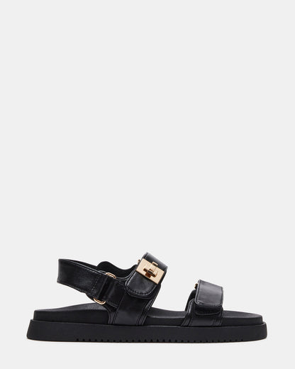 MONA Black Leather Flatform Women's Sandal | Steve Madden