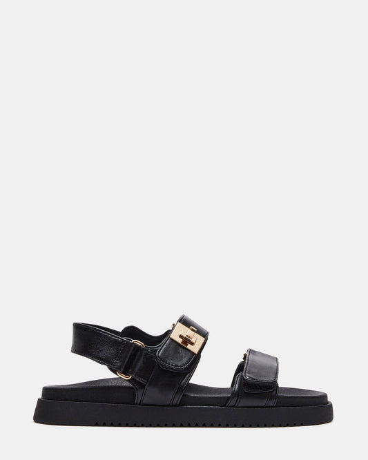 MONA Black Leather Flatform Women's Sandal | Steve Madden