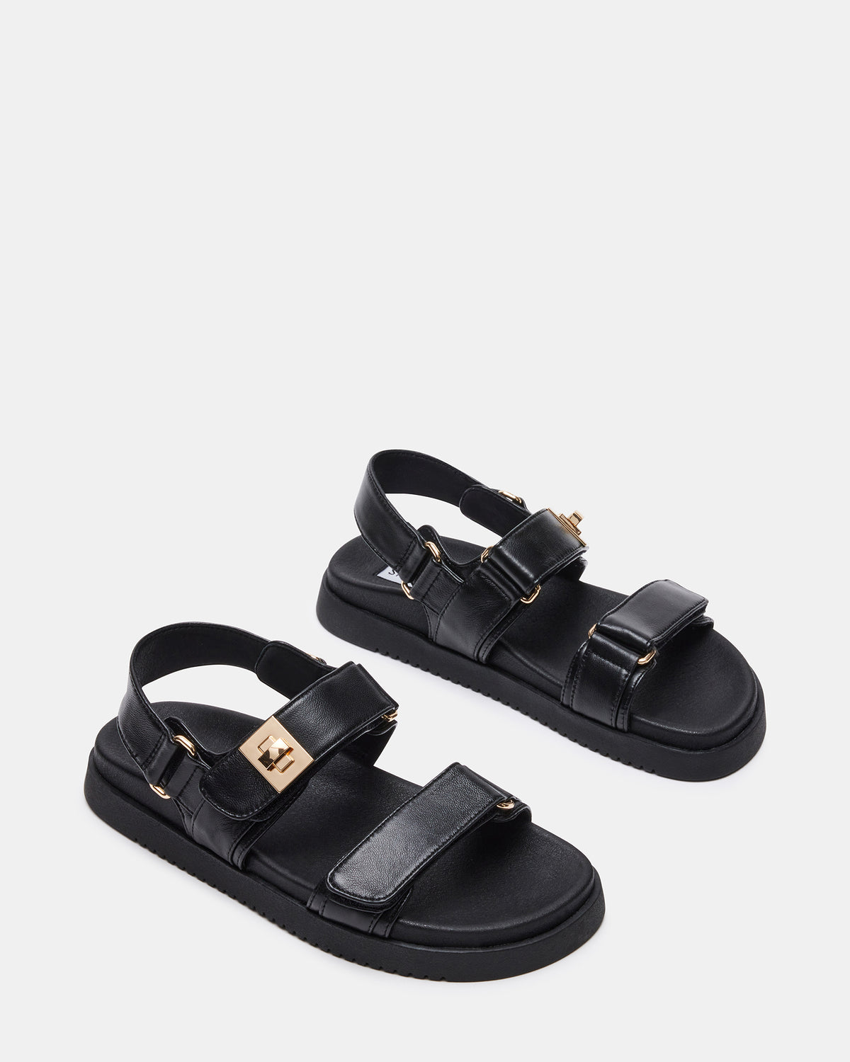 MONA Black Leather Flatform Women's Sandal | Steve Madden
