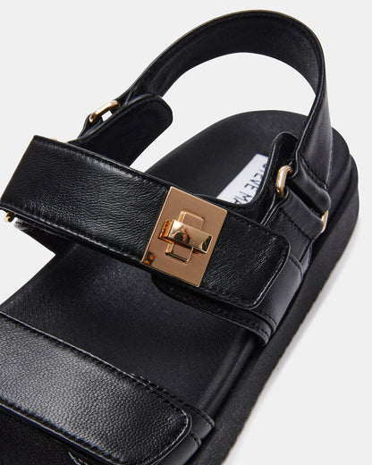 MONA Black Leather Flatform Women's Sandal | Steve Madden