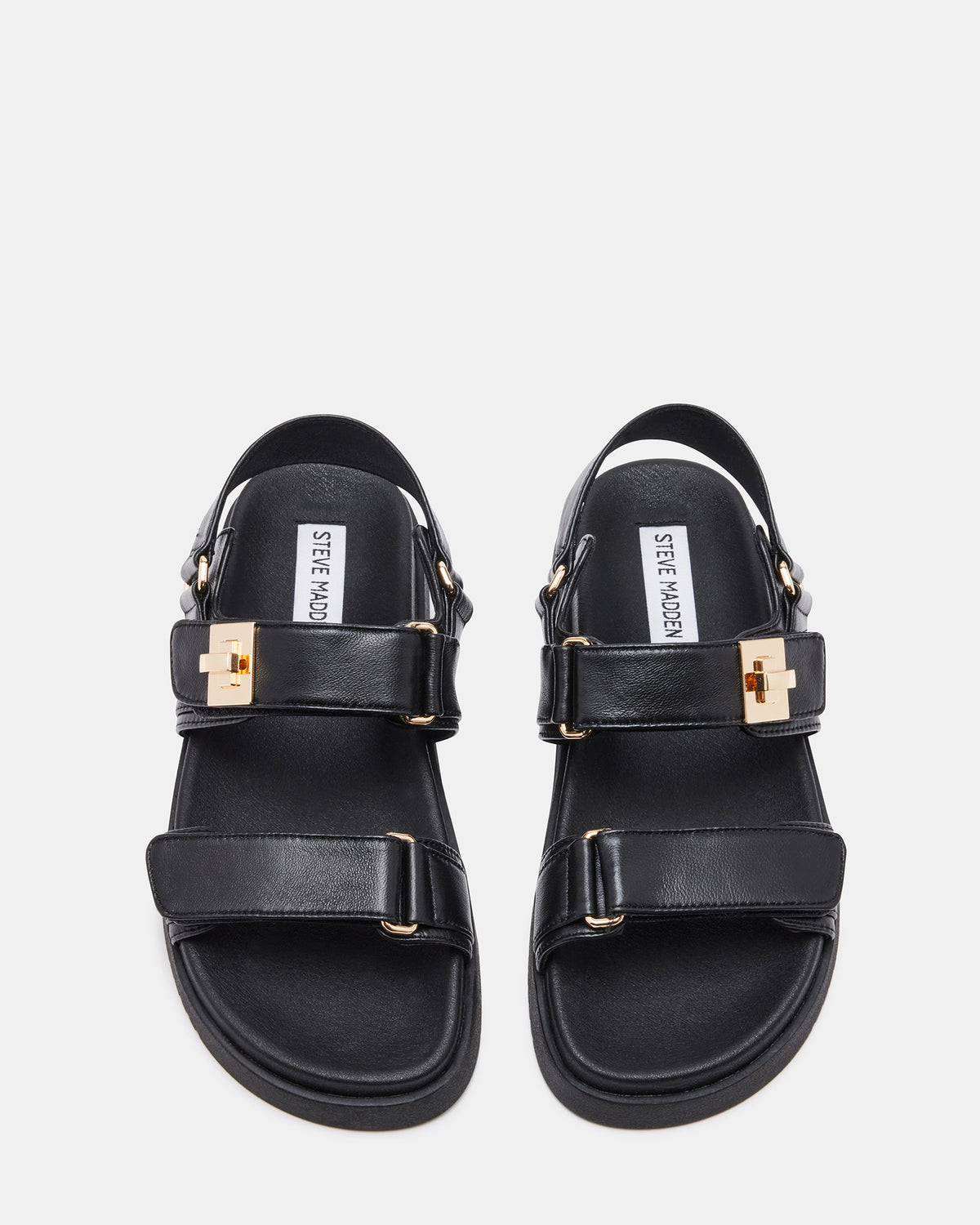 MONA Black Leather Flatform Women's Sandal | Steve Madden