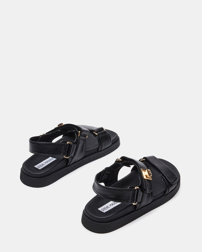 MONA Black Leather Flatform Women's Sandal | Steve Madden